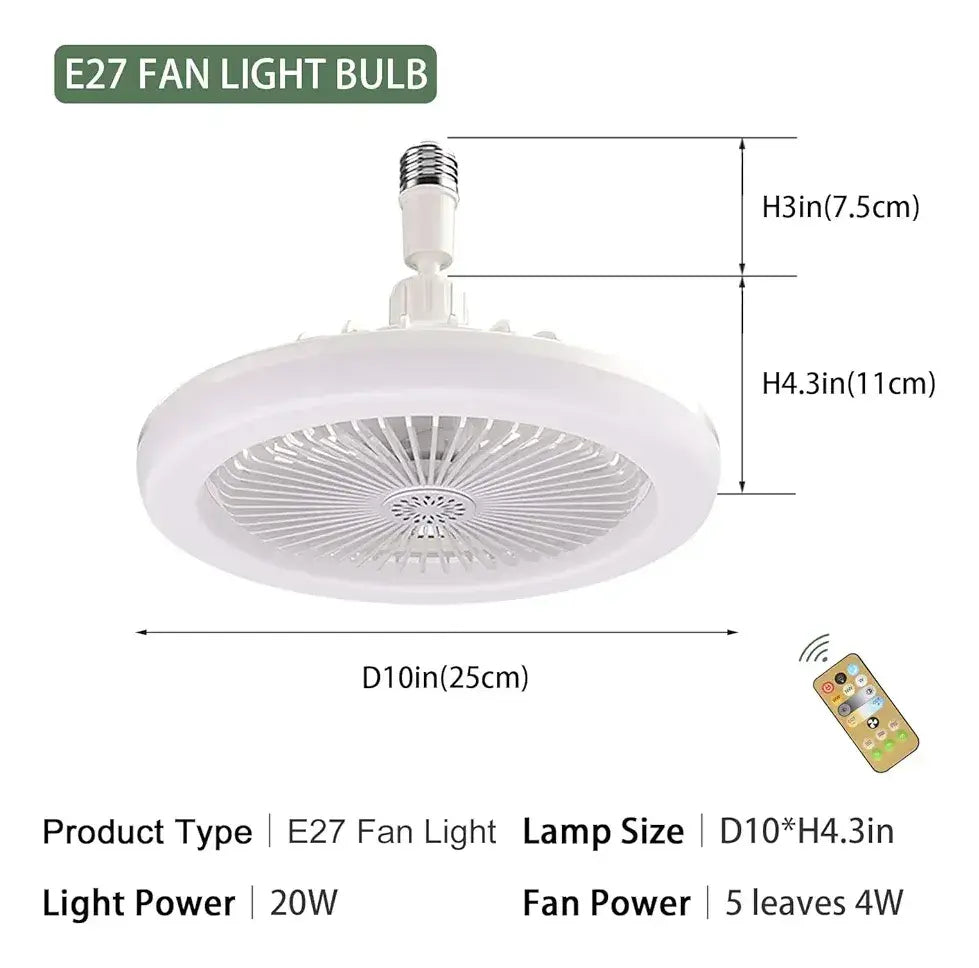 Lâmpada e Ventilador de Teto 2 em 1 LED