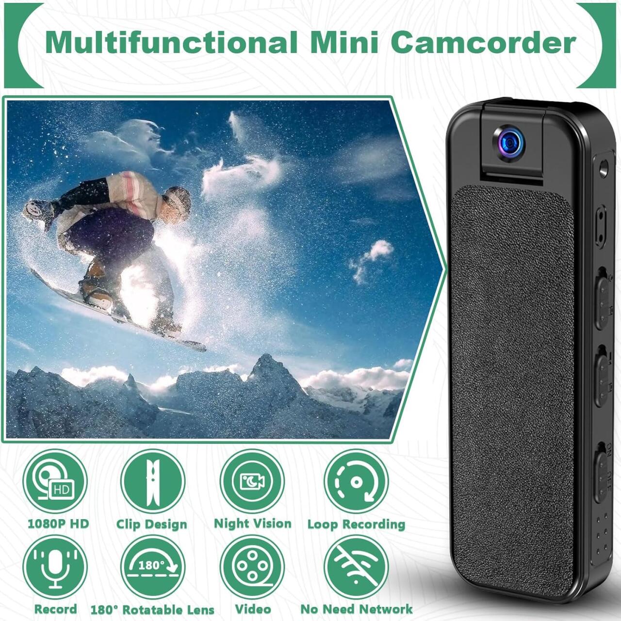 Mini Câmera Corporal HD 1080P com Lente 180°